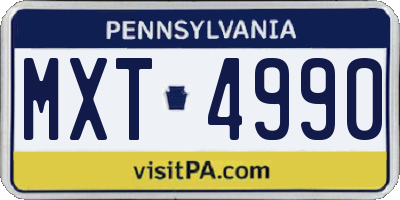 PA license plate MXT4990