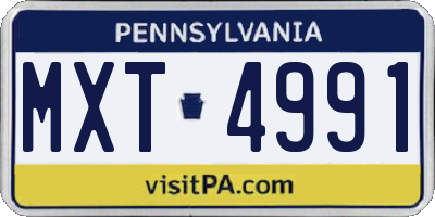 PA license plate MXT4991