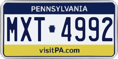 PA license plate MXT4992