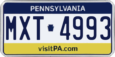 PA license plate MXT4993