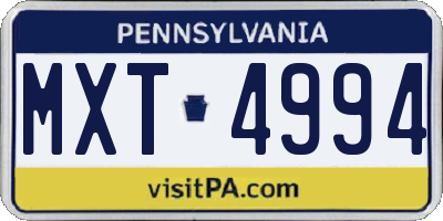 PA license plate MXT4994