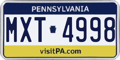 PA license plate MXT4998