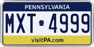 PA license plate MXT4999