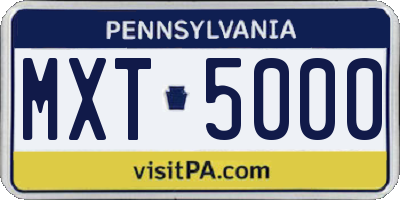 PA license plate MXT5000