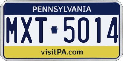 PA license plate MXT5014