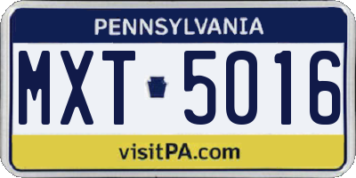 PA license plate MXT5016