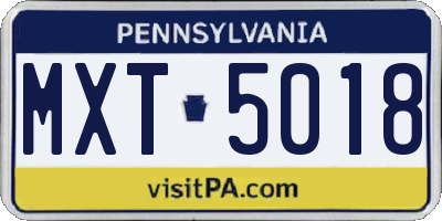 PA license plate MXT5018