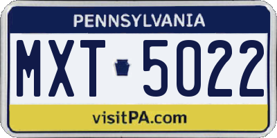 PA license plate MXT5022