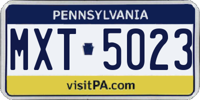 PA license plate MXT5023