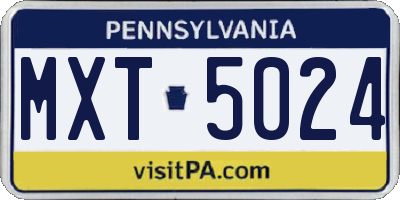 PA license plate MXT5024