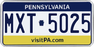 PA license plate MXT5025