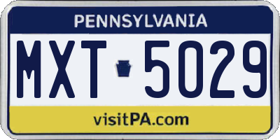 PA license plate MXT5029