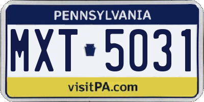 PA license plate MXT5031