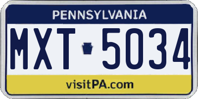 PA license plate MXT5034