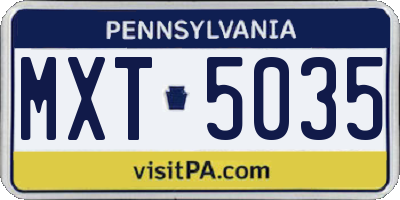 PA license plate MXT5035