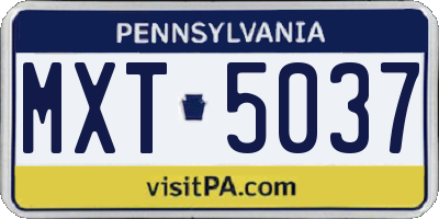 PA license plate MXT5037
