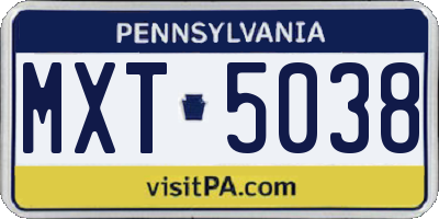 PA license plate MXT5038