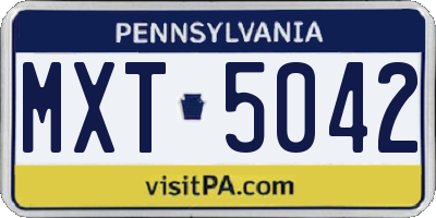 PA license plate MXT5042