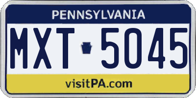 PA license plate MXT5045
