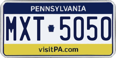 PA license plate MXT5050