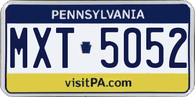 PA license plate MXT5052