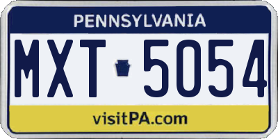 PA license plate MXT5054