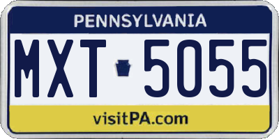 PA license plate MXT5055