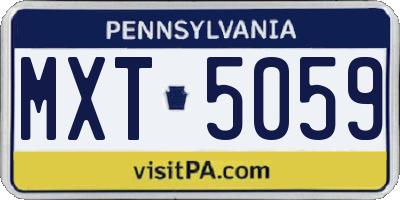 PA license plate MXT5059