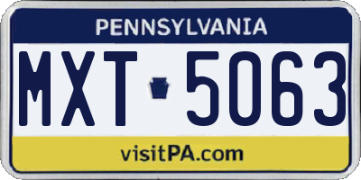 PA license plate MXT5063