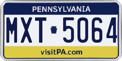 PA license plate MXT5064