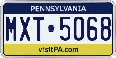 PA license plate MXT5068