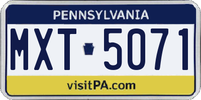 PA license plate MXT5071