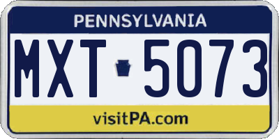 PA license plate MXT5073