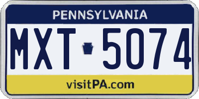 PA license plate MXT5074