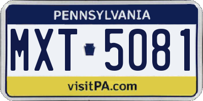 PA license plate MXT5081