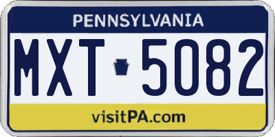 PA license plate MXT5082