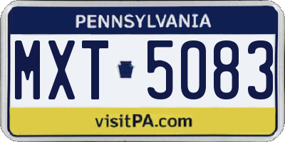 PA license plate MXT5083