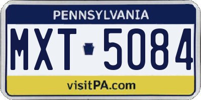 PA license plate MXT5084