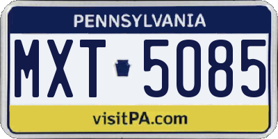 PA license plate MXT5085