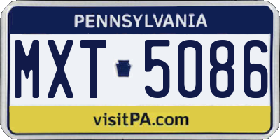 PA license plate MXT5086