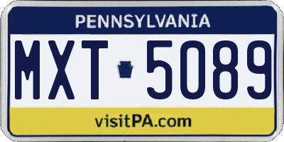 PA license plate MXT5089