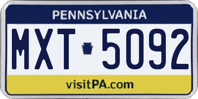 PA license plate MXT5092