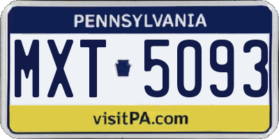 PA license plate MXT5093