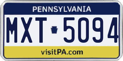 PA license plate MXT5094