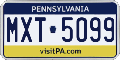 PA license plate MXT5099