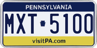 PA license plate MXT5100