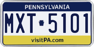 PA license plate MXT5101