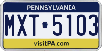 PA license plate MXT5103