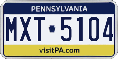 PA license plate MXT5104