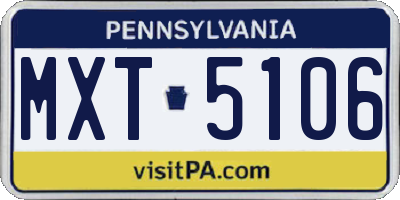 PA license plate MXT5106